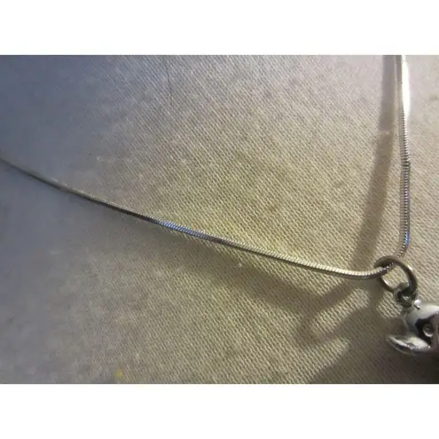 Silver Tone Dolphin Necklace Ocean Abalone Pendant Chain