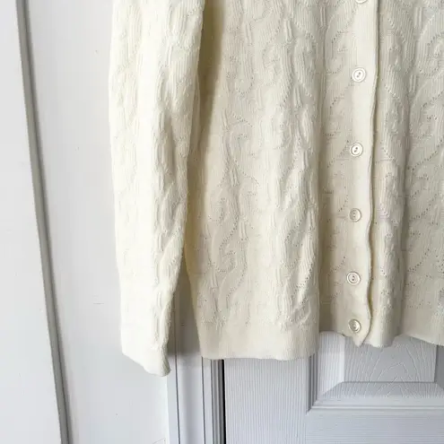 Cuddle Knit Wintuk Vintage Orlon Acrylic Collared Cable Knit Button Cardigan M Size M