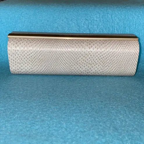 Jimmy Choo snakeskin faux leather gold beige white magnetic closure case NEW