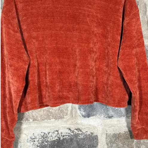 BKE Women's Chenelle Long Sleeve Cropped Pullover Sweater Burnt Orange Small