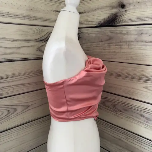 Pink Drape Front Strapless Crop Top Size M thumbnail 4