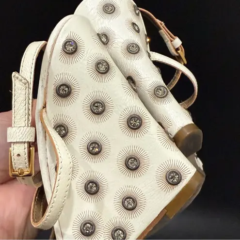 ESCADA Ivory White Leather Crystal Studded T