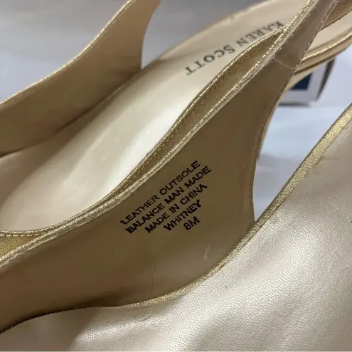 Karen Scott  Whitney Gold Pointed Toe Slingback Heels Womens 8