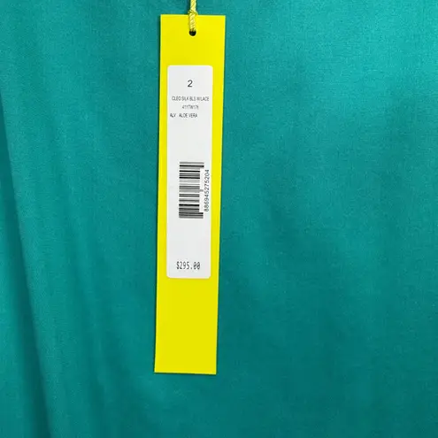 Catherine Malandrino Silk Lace Sleeve Tunic Top Green Aloe Vera Size 2