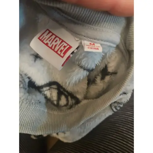 Marvel Spider Man All Over Print Plush Fleece Crewneck Sweatshirt Gray Size M