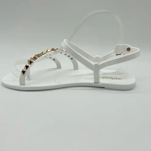 Olivia Miller Sandals Womens 7 White Studded Ankle Strap Sandal New