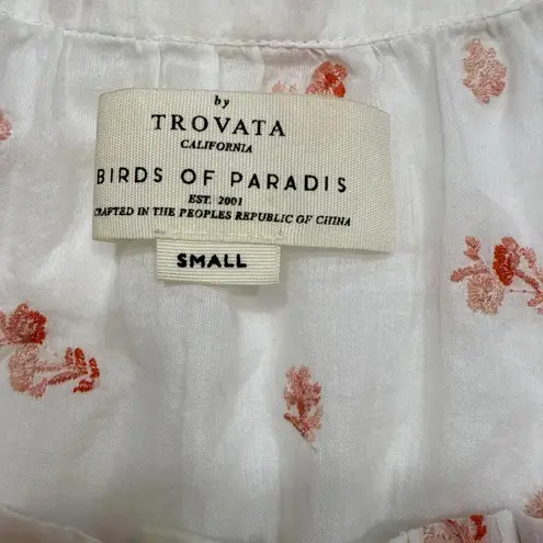 Trovata Birds Of Paradise Cottagecore Coquette Fairy Floral Embroidered Blouse S