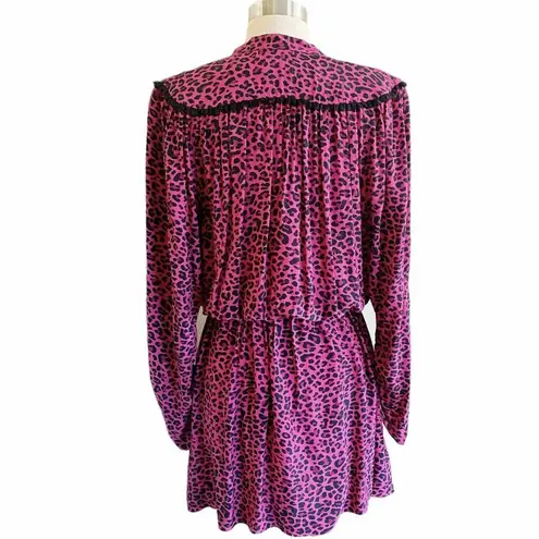 Zadig & Voltaire  Reveal Leopard Print Dress Hot Pink Black MSRP $398 Large NWT