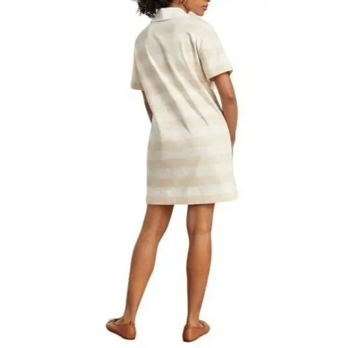 Everlane  Womens The Organic Cotton Polo Dress S Cream Tan Striped Short Sleeve