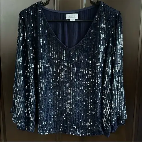 Like New Velvet Graham & Spencer Sequin Top Dark Navy Size Small