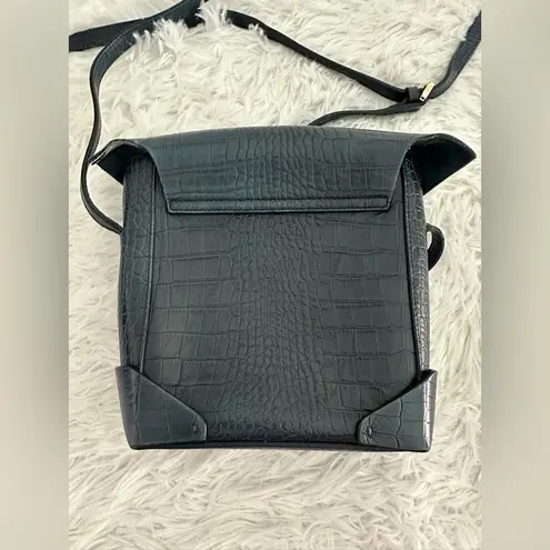 Manu Atelier Mini Pristine Croc Leather Crossbody Bag Rare Blue