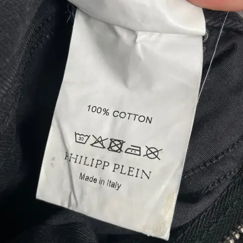 Philipp Plein Women's Black Texas Rock Distressed Straight Cut Jeans Size 26