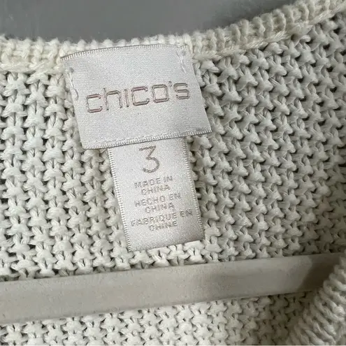 Chico's Chico’s womens XLarge 3 ivory white Lainey Lace zip up crew neck cardigan