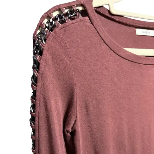 Bailey 44 Burgundy Dress with Black Chain Trim on Arm Sz S *flawed*