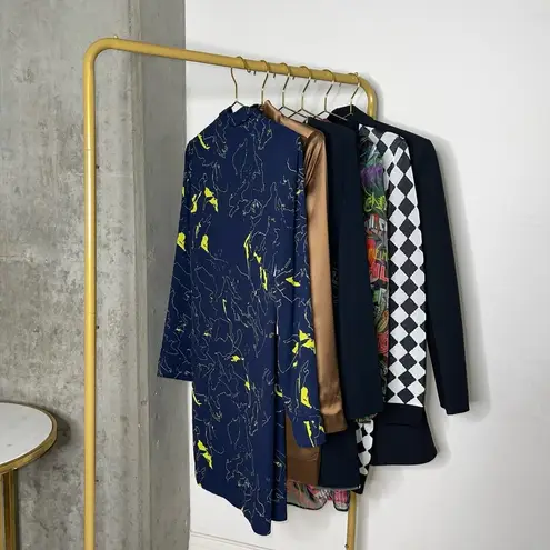 Babaton Aritzia Macon Navy Neon Abstract Crepe Wrap Jacket