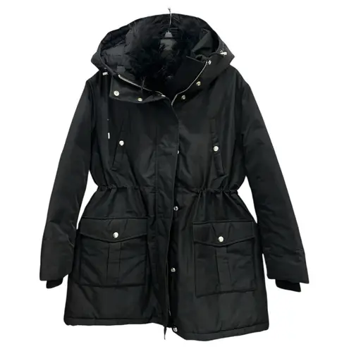 The Kooples NWT Memory Sweet Black Hooded Faux Fur Parka Women’s Size Small