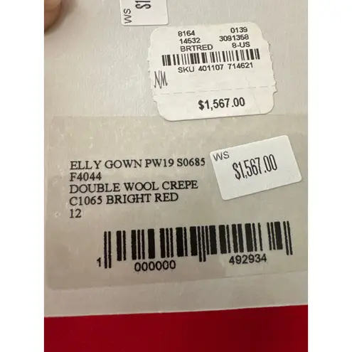 Roland Mouret Elly Gown NWT Red Wool Crepe Off Shoulder Maxi Dress Cutout Size 8