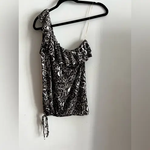 INC International Concepts One Shoulder Animal Print Top Size M