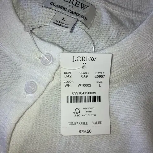 J.Crew  Womens white classic cotton cardigan sweater