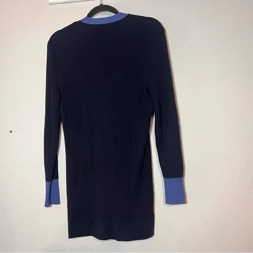 J. McLaughlin Cardigan Sweater Button Front Navy Blue Chainlink Buttons Medium - Image 5