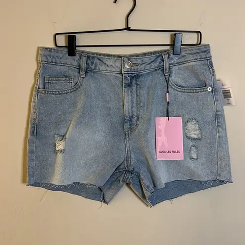 Avec Les Filles Alec Les Filles Deconstructed Denim Shorts Size 29