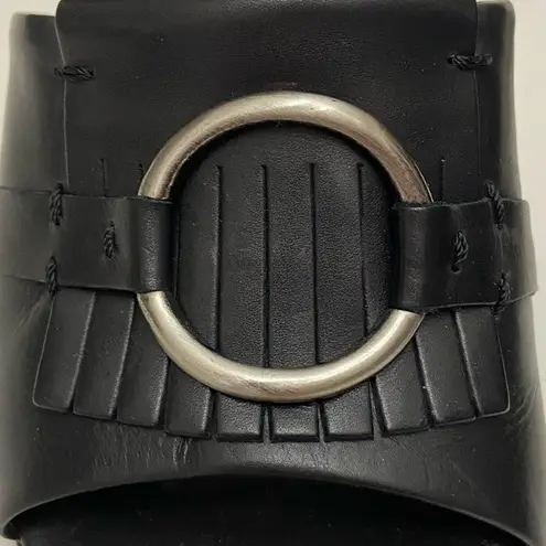 Amalfi Black Italian Leather Fringe Slip On Heel Size 9