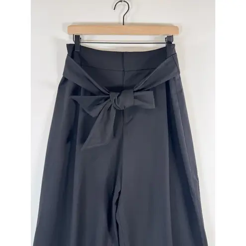 Club Monaco Womens Pants Black Izabelah Culottes Wide Leg Wool Waist Tie Size 10