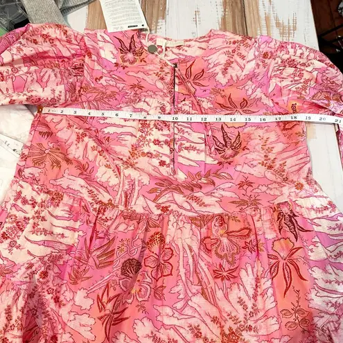 Ulla Johnson Leiko Ruffled Tiered Floral Print Poplin Mini Dress Camellia Size 0