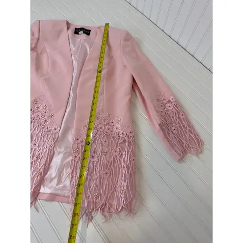 Vintage Moshita Couture Pink Embroidered Shell Tank & Blazer Set Cute Size 12