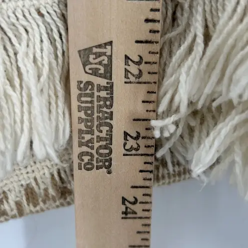 Hand Made Boho Fringe Oversized Cardigan Sweater Jacket Women's Neutral Print Tan Size M - Image 6