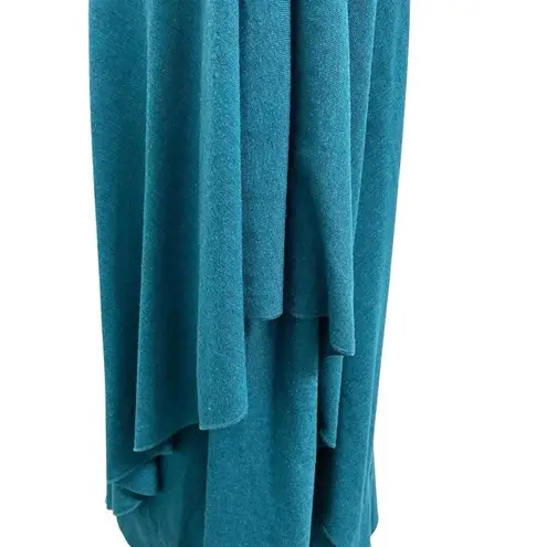 Soft Surroundings Cape-Overlay Soft V-Neck Long Sleeve Tunic Top Teal size Large