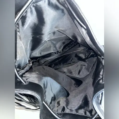 Victoria's Secret Fringe Bucket Bag Drawstring Black Faux Leather Large NWOT