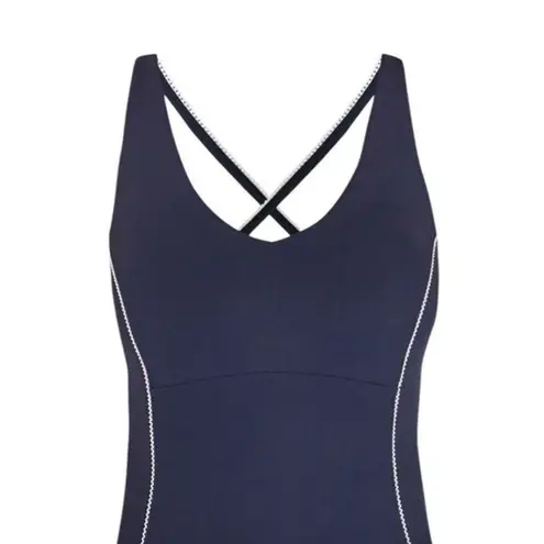 Sweaty Betty London Soft Sculpt Picot Lace Strappy Bra Tank Size L Navy Blue NWT