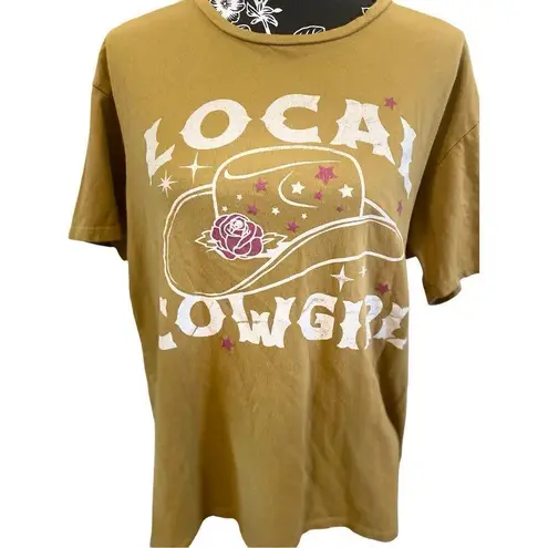 Originality Local Cowgirl T Shirt Western Glitter Floral Rose Lounge Yellow Size M