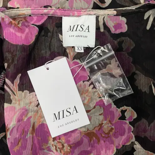 Misa Los Angelos Naia Floral Print Chiffon Wrap Midi Dress Size XS