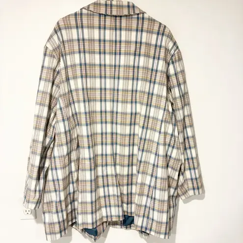 Ava & Viv Ava Viv Plus Size 4X Blue Cream PLAID GRANDPA JACKET BLAZER - Image 6