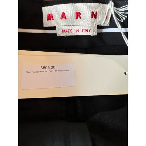 MARNI TROPICAL WOOL MIDI A LINE CLASSIC TAILORED SKIRT