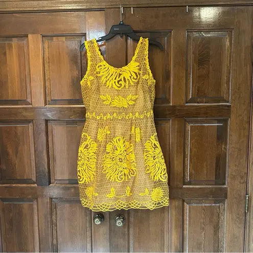 Yoana Baraschi Anthropologie Honeycomb Silk Lace Embroidered Dress by Size 8