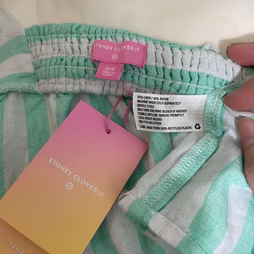 Stoney Clover Lane NWT XXS Stoney Clover Ln x Target Linen Blend Mint Green White Stripe Blouse Top New