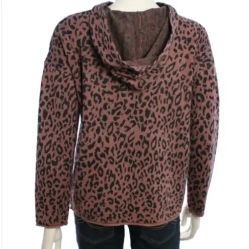 FATE by LFD Leopard Animal Print Hoodie Sweater Women's Medium Mauve Wool Blend Pink - Image 3