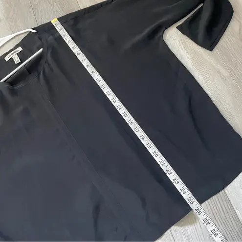 Lands' End Top silk long sleeve boxy womens Black (size 6) flowy oversized