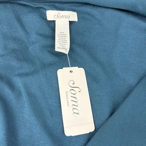 Soma *New Sleevless Tunic Top Womens XXL Teal V-Neck Shark Bite Hem Quiet Luxury