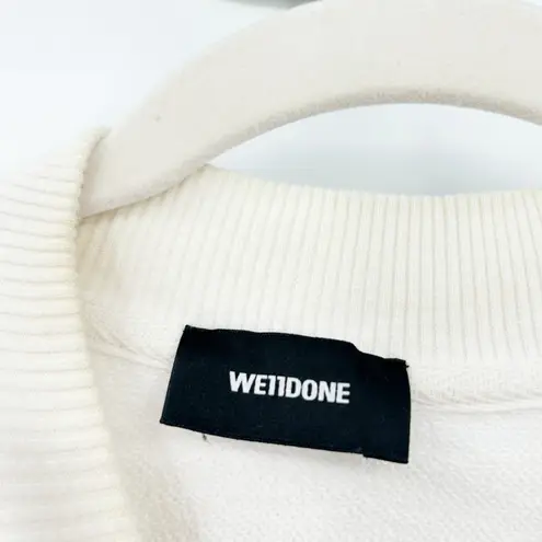 We11done Unisex Streetwear Graffiti Patch Graphic Crewneck Sweatshirt Size S White