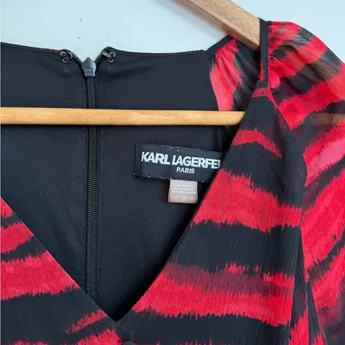 Karl Lagerfeld Tiger Stripe Tiered Chiffon Maxi Dress