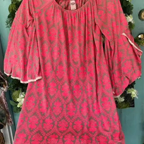 Pink Coconut Ladies boutique dress Pink & Orange Bell Sleeves Size Medium