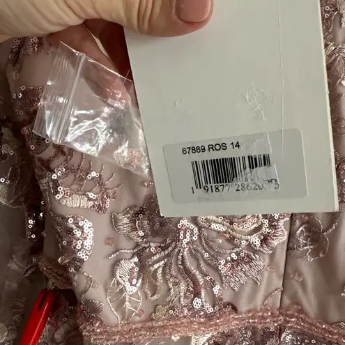 Mac Duggal Mac Duggal Embellished V Neck Illusion Long Sleeve A Line Gown- NWT