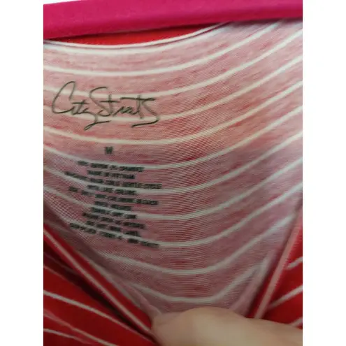 Red & White Striped Cap Sleeve Dress M Size M