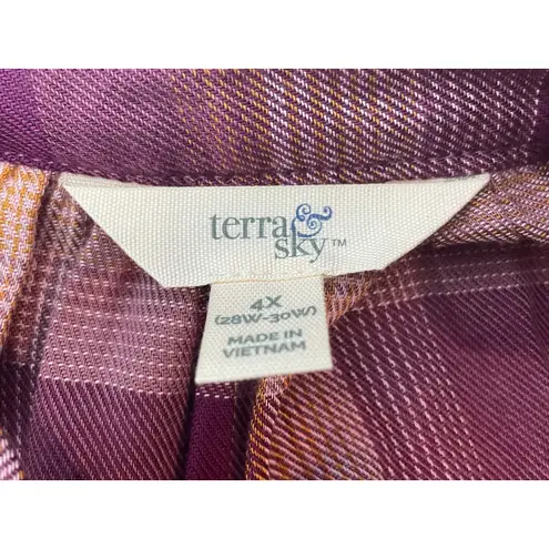 Terra & Sky Dress Womens Size 4X Pink Plaid Prairie Peasant Homestead Fall NWT