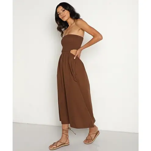 Faithfull the Brand Deva Midi Dress Dark Chocolate US 10 XL