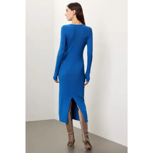 Great Jones Cobalt Blue Long Sleeve Ribbed Knit Sweater Midi Dress Size Medium